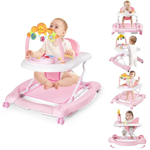 Boyro Baby Andador de bebé 5-en-1, andadores de bebé para niños y niñas de 6 a 12 meses, andador de actividad plegable, andador para bebés y niños