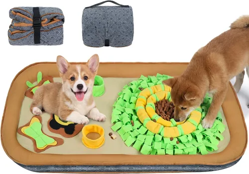 Vista 8 de HOPET Tapete de olfateo para perros de raza grande, 28.3''x28.3'' tapete interactivo tipo rompecabezas para comida de perros, fácil de limpiar