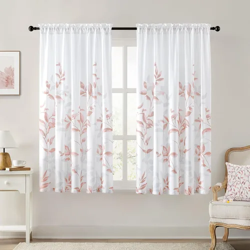 Vista 24 de HOMEIDEAS Cortinas traslúcidas de privacidad gris claro y blanco, 52 x 96 Hojas-gris claro