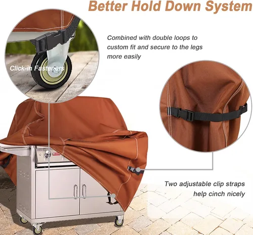 Vista 3 de NettyPro Cubierta para parrilla de gas de 52 pulgadas, 2-3 quemadores 600D, resistente al agua, cubierta para barbacoa al aire libre para Weber