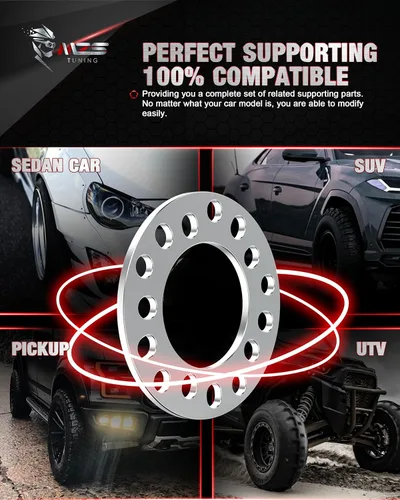 Vista 7 de MZS Espaciadores de rueda de 5 x 114.3, 1/4" 6mm de grosor, 5 x 4.5, 5 x 115 - Paso de rosca M14x1.5 1/2" Compatible con Wrangler TJ