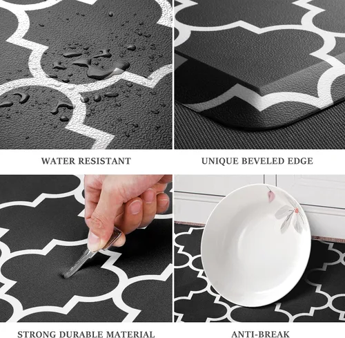 Vista 4 de WISELIFE Tapete de cocina acolchado antifatiga, 17.3 x 28 pulgadas, antideslizante, resistente, de PVC, ergonómico, impermeable, cómodo