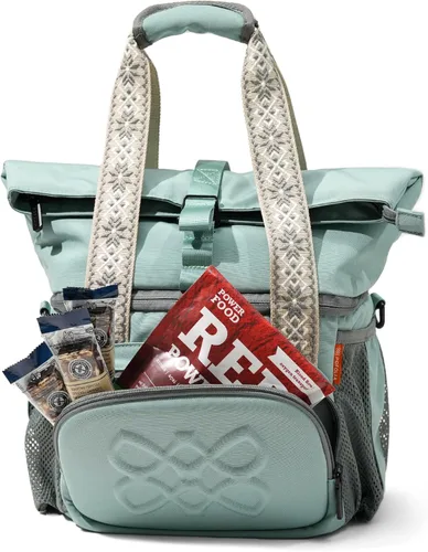 Vista 2 de Bolsa de almuerzo aislada con doble compartimento, con 2 compartimentos a prueba de fugas y tapa enrollable, lonchera de 13 L para el trabajo