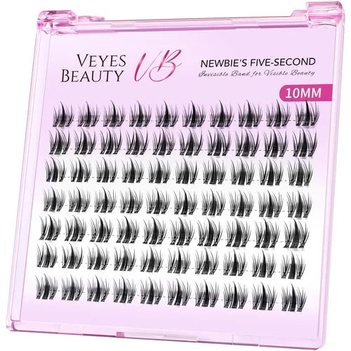 Vista 9 de VEYESBEAUTY Extensiones de pestañas de manga marrón, banda delgada e invisible, pestañas postizas individuales para principiantes, serie de cinco