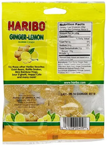 Vista 2 de Haribo Caramelos de goma, jengibre y limón, 4 onzas