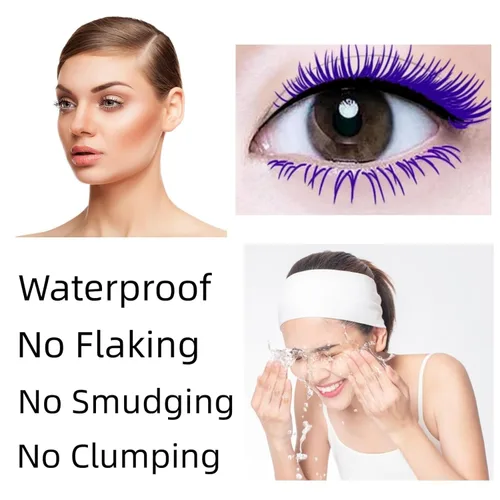 Vista 2 de 2 PCS Máscara de pestañas de ojo de gato púrpura - Maquillaje de color impermeable, secado rápido, pestañas rizadas, alargamiento del ojo