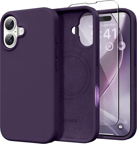 Vista 194 de GONEZ Funda magnética para iPhone 14, compatible con Magsafe, con protector de pantalla + protector de cámara, forro de microfibra antiarañazos