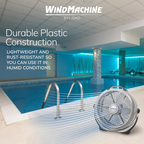 Vista 5 de Ventilador Lasko Wind Machine, ventilador circulador de aire con 3 velocidades, modelo 3300 de 20", gris
