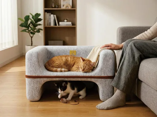 Vista 6 de Sofá cama para gatos de 23.62 pulgadas, 2 niveles, reversible, lavable, para gatos y perros pequeños, resistente a los arañazos, transpirable