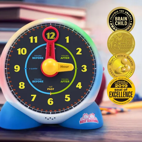 Vista 2 de BEST LEARNING Learning Clock - Educational Talking Learn to Tell Time Teaching Toy with Quiz and Music Sleep Mode - Toddlers & Kids Ages 3, 4, 5, 6
