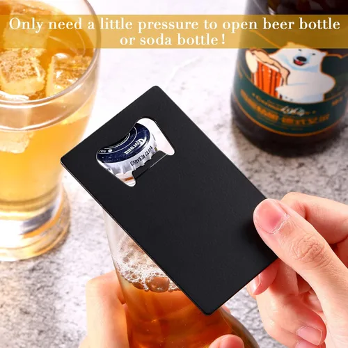 Vista 5 de 40 unidades de abrebotellas de tarjetas de crédito, de acero inoxidable, para póquer, para regalos de Navidad, se puede tallar para bricolaje, boda