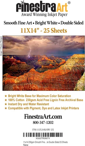 Archivo de arte fino liso de 11 x 14 pulgadas, color blanco brillante, doble cara, 25 hojas