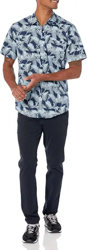 Vista 5 de Tienda Essentials - Camisa para hombre, manga corta, de ajuste regular, estampada