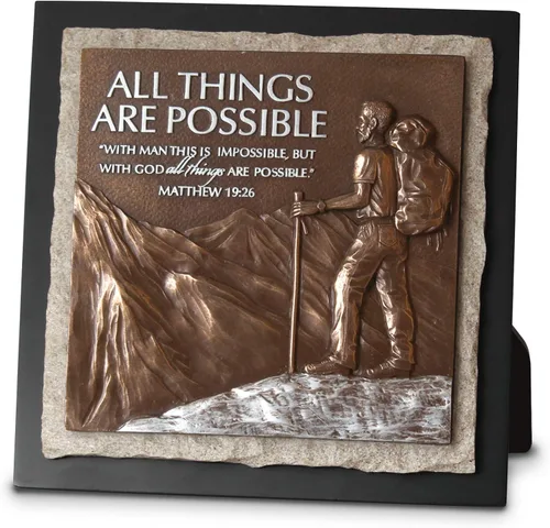 Vista 4 de Lighthouse Christian Products Trust - Brújula de placa de escultura de piedra fundida, tono bronce martillado, 6.5 x 4.5 pulgadas