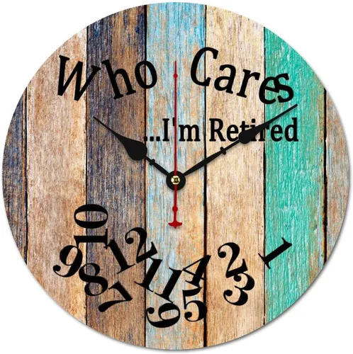 Vista 42 de Who Cares I'm Retired - Reloj de pared de madera para dormitorio, reloj de pared sin números, para colgar en la pared, sin tictac, para decoración
