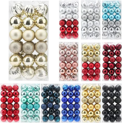 Vista 8 de 36 bolas de Navidad verde azulado para árbol de Navidad, bolas de plástico inastillables de Navidad de 2.4 pulgadas, decoración de fiesta de Navidad