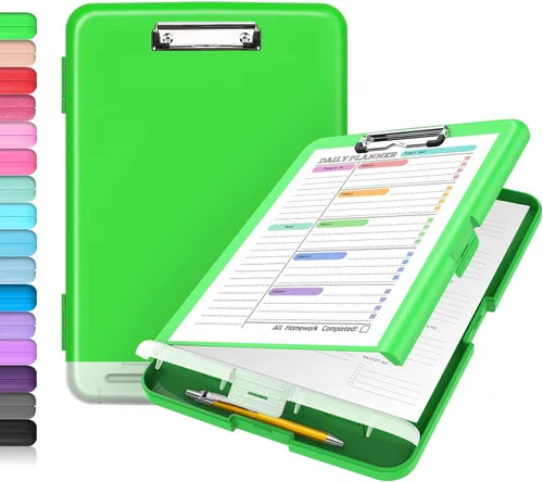 Vista 16 de Sooez - Sujetapapeles de documentos clínicos con almacenamiento, sujetapapeles de plástico resistente, de alta capacidad, con soporte para bolígrafo