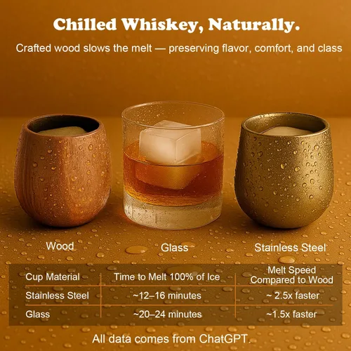 Vista 7 de Juego de vasos de madera carbonizada, vaso de whisky de acacia prémium hecho a mano de 11 onzas, 2 piedras y 1 molde de bola de hielo, vidrio