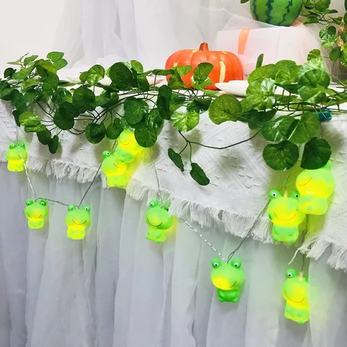Vista 5 de Guirnalda de luces con forma de rana con enchufe USB y funciona con pilas, para jardín, dormitorio de los niños, árbol de Navidad, decoración