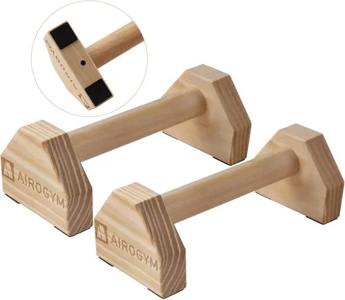 Vista 8 de Push-up Stand, 2 PCS Wood Pushup Bars Non-Slip Base Exercise Home Workout Equipment, 30CM Wooden Parallettes Handle Stands Grip for Men Strength
