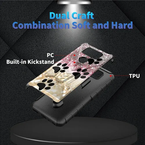 Vista 63 de Funda para AT&T Maestro Max 2021/Cricket Ovation 2 con protector de pantalla de vidrio templado, funda resistente con función atril integrada