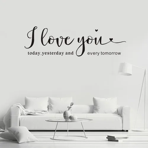 Vista 6 de Calcomanías de pared con texto en inglés "I Love You" (I Love You Today Yesterday and Every Tomorrow), calcomanías de vinilo removibles para pared
