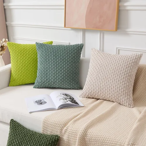 Vista 412 de Kevin Textile - Juego de 2 fundas de almohada decorativas de pana suave, estilo bohemio, a rayas, decoración del hogar para sofá, cama, sofá y sala
