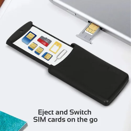 Vista 3 de Caja de almacenamiento universal para tarjetas SIM y memoria, almacena tarjetas SIM micro nano estándar, kit de almacenamiento portátil con pin