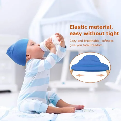 Vista 4 de DRESHOW BQUBO 8 Pack Unisex Baby Beanie Hat Infant Baby Soft Cute Knit Cap Nursery Beanie