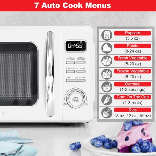 Vista 5 de Galanz GLCMKZ07WER07 con cocción y recalentamiento automático, descongelación, funciones de inicio rápido, fácil de limpiar con plato giratorio