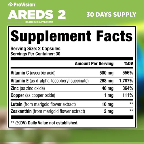 Vista 6 de ProVision AREDS 2 Vitaminas para los ojos – Mejora la visión – Complejo de luteína y zeaxantina Visión – 60 cápsulas de suplemento ocular