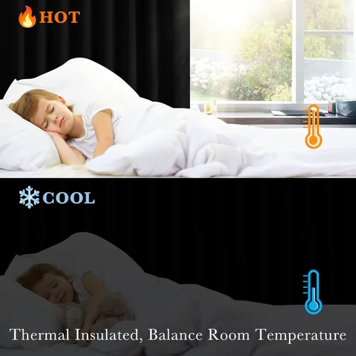 Vista 6 de PONY DANCE Cortinas opacas 100% cortas de 24 pulgadas de largo, medias cortinas con aislamiento térmico para ventanas pequeñas con parte trasera