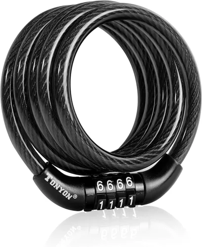 Vista 8 de Cable de bloqueo de bicicleta, cerradura de bicicleta, cerraduras de bicicleta antirrobo, cerradura de cable de combinación para equipos al aire