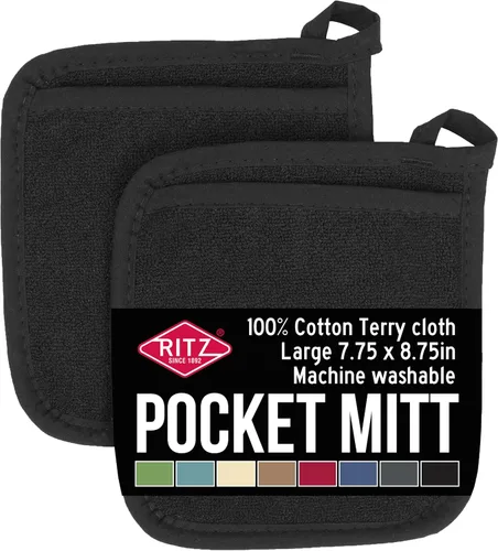 Vista 26 de RITZ Terry Pocket Mitt & Hot Pad: Unparalleled Heat Resistant, Durable 100% Cotton – Ergonomically Designed for Optimal Grip – Easy-Care Machine