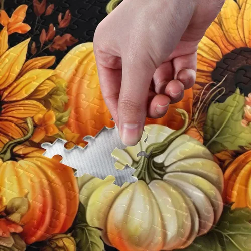 Vista 4 de Pumpkin Fall Jigsaw Puzzles 500 Pieces for Adults with Mesh Storage Bag 2011709