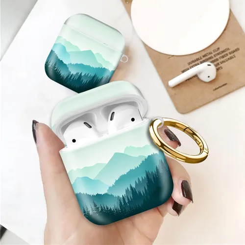 Vista 3 de Compatible con funda para Airpod 1 y 2, carcasa protectora rígida con llavero, funda de diseño elegante para AirPod, ideal para mujeres, compatible