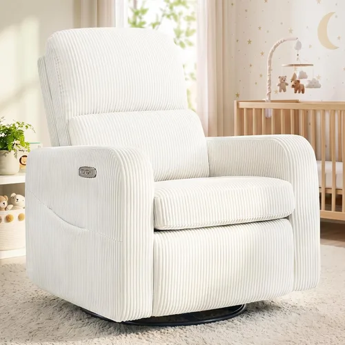 Vista 13 de Mecedora giratoria mecedora eléctrica, silla reclinable para cuarto Gris