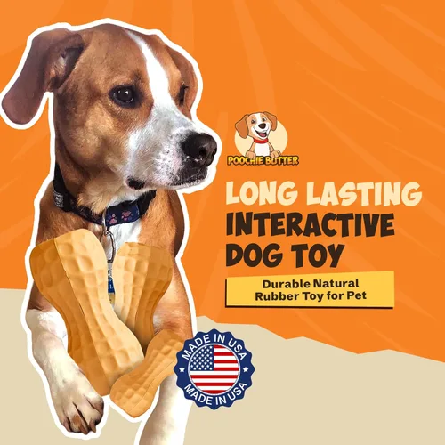 Vista 2 de Juguete masticable duradero de mantequilla de maní para perros, juguetes masticables para masticadores agresivos, juguete de goma natural sólida