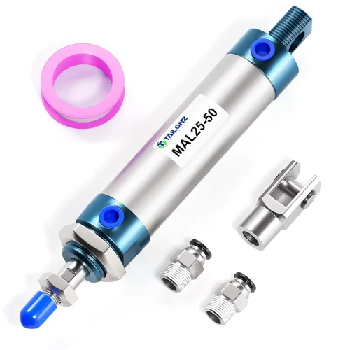 Vista 33 de TAILONZ PNEUMATIC Cilindro de Aire de 16mm Orificio 25mm Carrera de Doble Acción con Conector Y y 2 Piezas de Conexión de 6mm MAL16x25