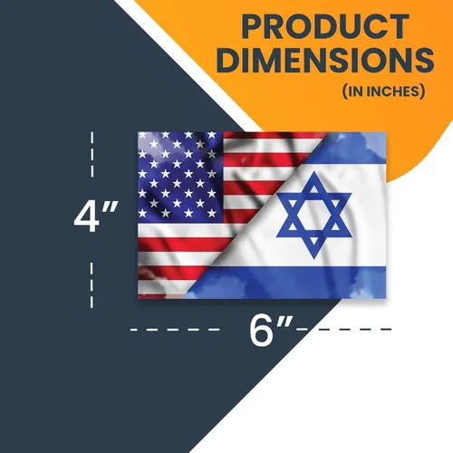 Vista 2 de Magnet Me Up Calcomanía magnética de bandera estadounidense e israelí, 4 x 6 pulgadas, azul y blanco, imán automotriz resistente para automóvil