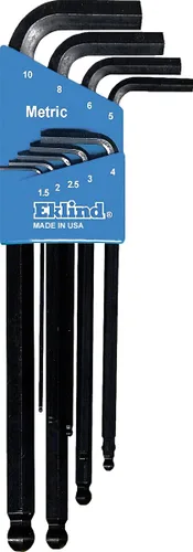 EKLIND 13609 Ball-Hex-L Llave allen - Juego de 9 piezas Métricas MM tamaños 1.5-10 Serie larga