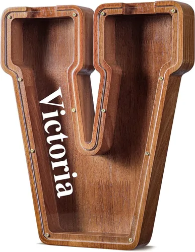 Vista 105 de SummiDate Alcancía de madera de letra para niños y niñas, Alfabeto, regalo de cumpleaños para niños (W)