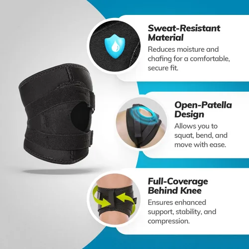 Vista 3 de BraceAbility Rodillera corta de seguimiento de rótula: correr, ejercicio, estabilizador de manga de apoyo atlético para luxación posterior a
