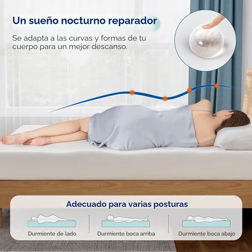 Vista 5 de Amazon Basics - Colchón de espuma viscoelástica de felpa, tamaño Queen, blanco/gris, 80 x 60 x 8 pulgadas