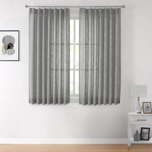 Vista 79 de Vision Home - Cortinas plisadas y semitraslúcidas con ganchos, mezcla de lino texturizado, filtran la luz, para sala, dormitorio, 2 paneles, 40 x 63