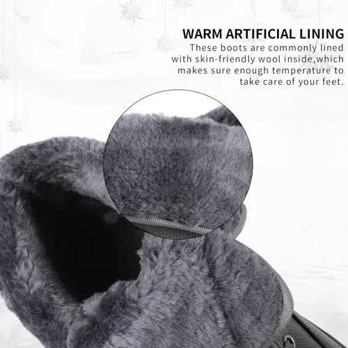 Vista 5 de FASTARDM Botas de nieve de invierno cálidas e impermeables para hombre y botas antideslizantes para senderismo cálidas e impermeables
