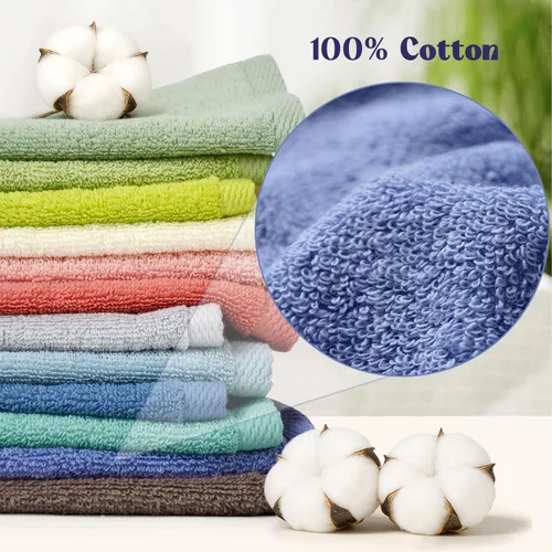 Vista 7 de Cleanbear Paquete de 12 paños de baño 100 % algodón, 13 x 13 pulgadas, 12 colores surtidos (multicolor, 12)