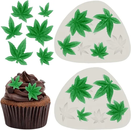 Molde de silicona para pastel de hojas de malas hierbas, 2 piezas, molde de silicona para decoración de pasteles, chocolate, caramelo, polímero,