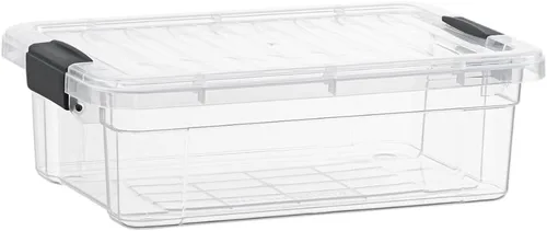 Vista 11 de Superio Cajas de almacenamiento transparentes con tapas, contenedores de plástico de 1.27 cuartos de galón para organizar, cajas apilables, sin BPA