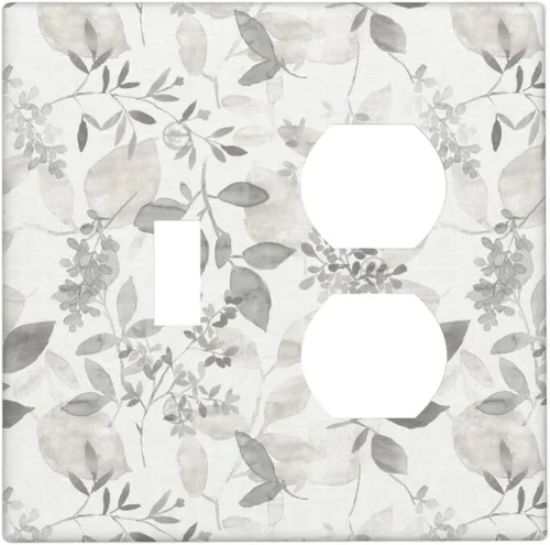 Vista 136 de Placa de Pared en Blanco de 1-Gang Sin Dispositivo Beige Lindo Vintage Boho de los 70s Hongo Fungus Planta Floral Botánica Libélula Interruptor